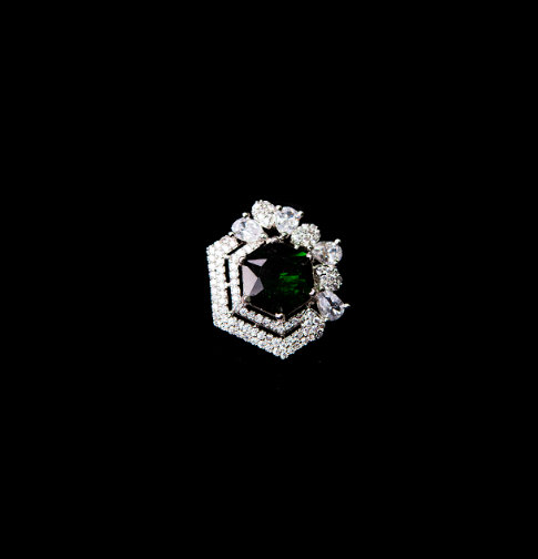 Emerald Glow Statement Party Ring for Women